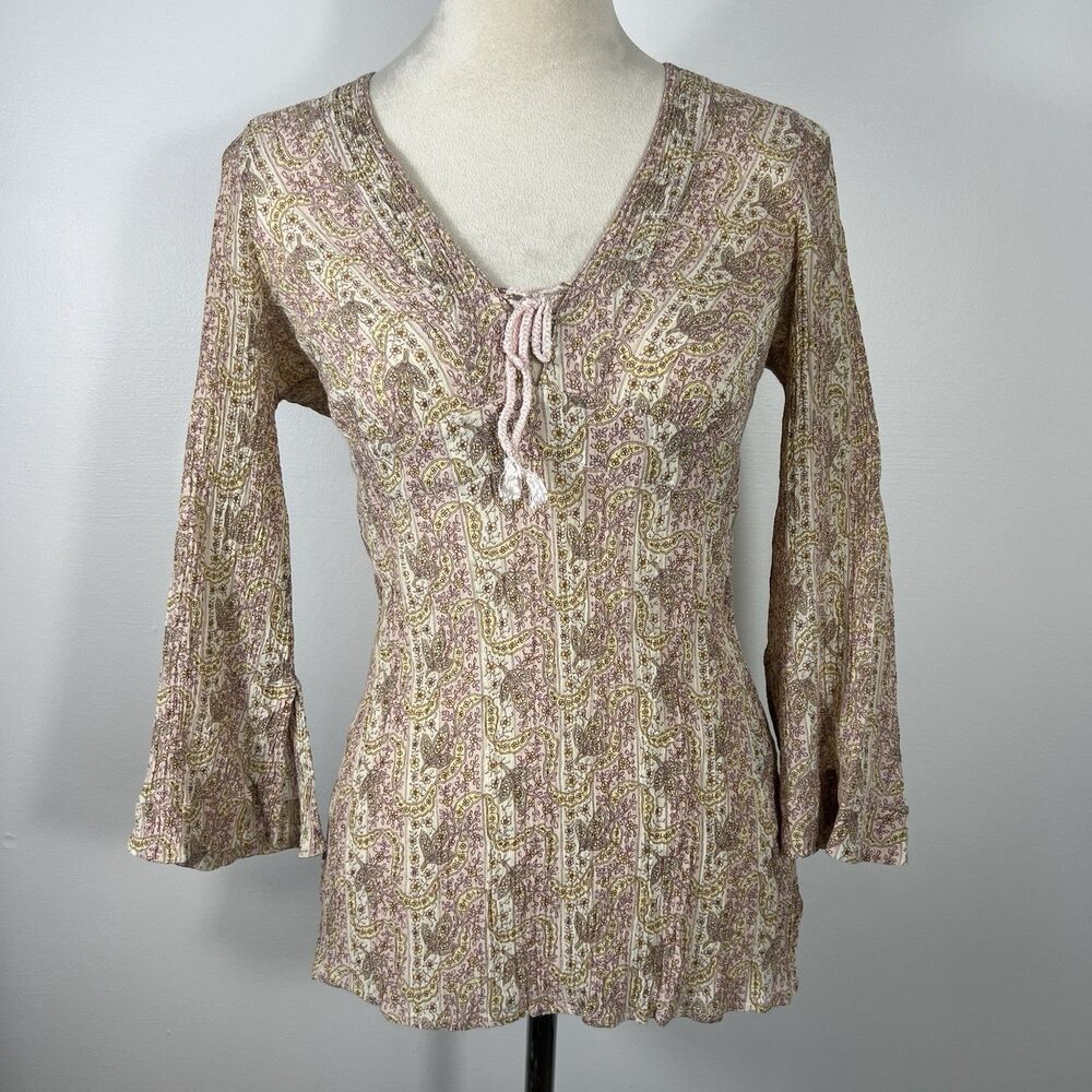 Ralph Lauren Polo Jeans Co Babydoll Top Medium Silk Blend Fairy Cottage 90s Y2K